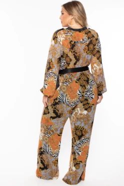 Plus Size Kendra Printed Jumpsuit- Rust 4 Plus Size Kendra Printed Jumpsuit- Rust -Kitchensuppliesdeal curvy sense jumpsuits and rompers plus size kendra printed jumpsuit rust 29443288694881