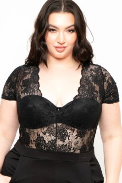 Plus Size Lace Top Jumpsuit - Black -Kitchensuppliesdeal curvy sense jumpsuits and rompers plus size lace top jumpsuit black 29442966323297