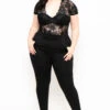 Plus Size Lace Top Jumpsuit - Black -Kitchensuppliesdeal curvy sense jumpsuits and rompers plus size lace top jumpsuit black 29444551213153