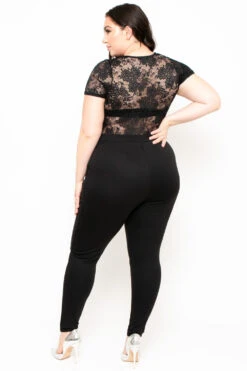 Plus Size Lace Top Jumpsuit - Black -Kitchensuppliesdeal curvy sense jumpsuits and rompers plus size lace top jumpsuit black 29444551802977