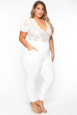 Plus Size Lace Top Jumpsuit - Ivory 4 Plus Size Lace Top Jumpsuit - Ivory -Kitchensuppliesdeal curvy sense jumpsuits and rompers plus size lace top jumpsuit ivory 29444566974561