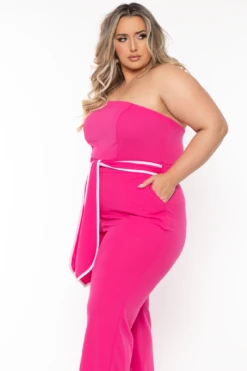 Plus Size Larisa Front Tie Jumpsuit- Fuchsia 3 Plus Size Larisa Front Tie Jumpsuit- Fuchsia -Kitchensuppliesdeal curvy sense jumpsuits and rompers plus size larisa front tie jumpsuit fuchsia 32075971395681