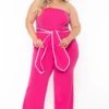 Plus Size Larisa Front Tie Jumpsuit- Fuchsia 1 Plus Size Larisa Front Tie Jumpsuit- Fuchsia -Kitchensuppliesdeal curvy sense jumpsuits and rompers plus size larisa front tie jumpsuit fuchsia 32075971428449