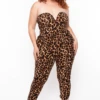 Plus Size Leopard Print Mika Jumpsuit - Brown -Kitchensuppliesdeal curvy sense jumpsuits and rompers plus size leopard print mika jumpsuit brown 29442318925921