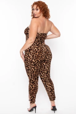 Plus Size Leopard Print Mika Jumpsuit - Brown 6 Plus Size Leopard Print Mika Jumpsuit - Brown -Kitchensuppliesdeal curvy sense jumpsuits and rompers plus size leopard print mika jumpsuit brown 29442319941729