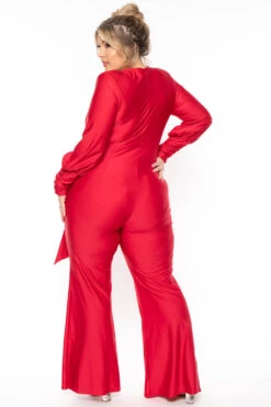 Plus Size Livier Satin Jumpsuit - Red -Kitchensuppliesdeal curvy sense jumpsuits and rompers plus size livier satin jumpsuit red 31152123379809