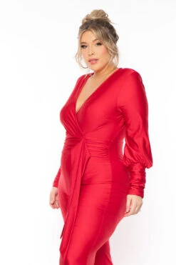 Plus Size Livier Satin Jumpsuit - Red -Kitchensuppliesdeal curvy sense jumpsuits and rompers plus size livier satin jumpsuit red 31152123412577