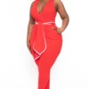 Plus Size Marisa Front Tie Jumpsuit- Red -Kitchensuppliesdeal curvy sense jumpsuits and rompers plus size marisa front tie jumpsuit red 32127074959457