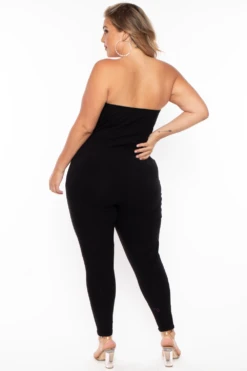 Plus Size Mauri Strapless Catsuit - Black -Kitchensuppliesdeal curvy sense jumpsuits and rompers plus size mauri strapless catsuit black 29443879895137