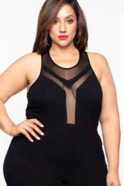 Plus Size Mina Mesh Jumpsuit - Black 5 Plus Size Mina Mesh Jumpsuit - Black -Kitchensuppliesdeal curvy sense jumpsuits and rompers plus size mina mesh jumpsuit black 29706650681441