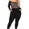Plus Size Minnie Lace Top Jumpsuit - Black 1 Plus Size Minnie Lace Top Jumpsuit - Black -Kitchensuppliesdeal curvy sense jumpsuits and rompers plus size minnie lace top jumpsuit black 30025460482145