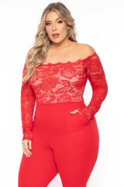 Plus Size Minnie Lace Top Jumpsuit - Red 7 Plus Size Minnie Lace Top Jumpsuit - Red -Kitchensuppliesdeal curvy sense jumpsuits and rompers plus size minnie lace top jumpsuit red 31152179478625