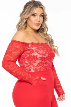 Plus Size Minnie Lace Top Jumpsuit - Red 5 Plus Size Minnie Lace Top Jumpsuit - Red -Kitchensuppliesdeal curvy sense jumpsuits and rompers plus size minnie lace top jumpsuit red 31152179740769