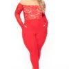 Plus Size Minnie Lace Top Jumpsuit - Red 1 Plus Size Minnie Lace Top Jumpsuit - Red -Kitchensuppliesdeal curvy sense jumpsuits and rompers plus size minnie lace top jumpsuit red 31152180101217