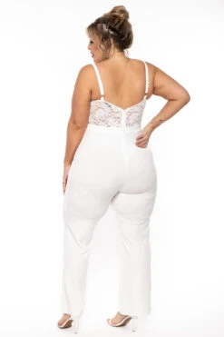 Plus Size Moet Lace Bust Jumpsuit - Ivory -Kitchensuppliesdeal curvy sense jumpsuits and rompers plus size moet lace bust jumpsuit ivory 31277981073505