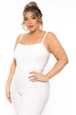 Plus Size Moet Lace Bust Jumpsuit - Ivory -Kitchensuppliesdeal curvy sense jumpsuits and rompers plus size moet lace bust jumpsuit ivory 31277981368417