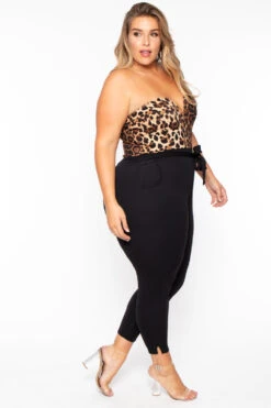 Plus Size Nova Leopard Top Jumpsuit - Black 6 Plus Size Nova Leopard Top Jumpsuit - Black -Kitchensuppliesdeal curvy sense jumpsuits and rompers plus size nova leopard top jumpsuit black 29708500828257