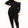 Plus Size Off The Shoulder Jumpsuit - Black -Kitchensuppliesdeal curvy sense jumpsuits and rompers plus size off the shoulder jumpsuit black 29263246426209