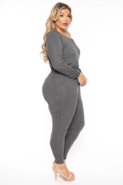Plus Size Off The Shoulder Jumpsuit - Charcoal -Kitchensuppliesdeal curvy sense jumpsuits and rompers plus size off the shoulder jumpsuit charcoal 30453275230305