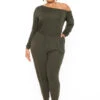 Plus Size Off The Shoulder Jumpsuit - Olive 1 Plus Size Off The Shoulder Jumpsuit - Olive -Kitchensuppliesdeal curvy sense jumpsuits and rompers plus size off the shoulder jumpsuit olive 30446232764513