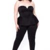 Plus Size Peplum Waist Jumpsuit - Black 2 Plus Size Peplum Waist Jumpsuit - Black -Kitchensuppliesdeal curvy sense jumpsuits and rompers plus size peplum waist jumpsuit black 29263849488481