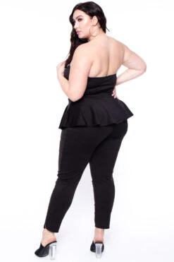 Plus Size Peplum Waist Jumpsuit - Black -Kitchensuppliesdeal curvy sense jumpsuits and rompers plus size peplum waist jumpsuit black 29263862431841