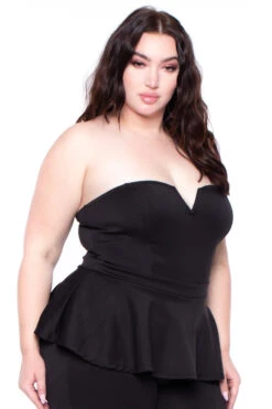 Plus Size Peplum Waist Jumpsuit - Black -Kitchensuppliesdeal curvy sense jumpsuits and rompers plus size peplum waist jumpsuit black 29263863119969