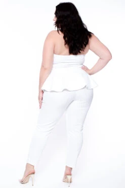 Plus Size Peplum Waist Jumpsuit - Ivory -Kitchensuppliesdeal curvy sense jumpsuits and rompers plus size peplum waist jumpsuit ivory 29887709347937