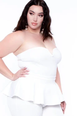 Plus Size Peplum Waist Jumpsuit - Ivory -Kitchensuppliesdeal curvy sense jumpsuits and rompers plus size peplum waist jumpsuit ivory 29887709675617
