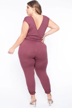 Plus Size Rosewood Cross Front Jumpsuit - Mauve -Kitchensuppliesdeal curvy sense jumpsuits and rompers plus size rosewood cross front jumpsuit mauve 29265637245025