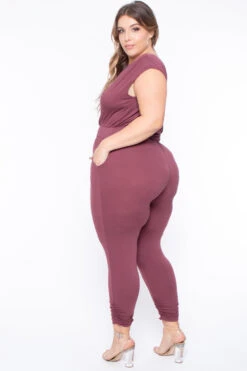 Plus Size Rosewood Cross Front Jumpsuit - Mauve -Kitchensuppliesdeal curvy sense jumpsuits and rompers plus size rosewood cross front jumpsuit mauve 29265637769313