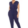 Plus Size Rosewood Cross Front Jumpsuit - Navy -Kitchensuppliesdeal curvy sense jumpsuits and rompers plus size rosewood cross front jumpsuit navy 30446166966369