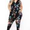 Plus Size Rosewood Print Jumpsuit - Black 1 Plus Size Rosewood Print Jumpsuit - Black -Kitchensuppliesdeal curvy sense jumpsuits and rompers plus size rosewood print jumpsuit black 32279345102945
