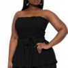 Plus Size Shani Smocked Romper - Black -Kitchensuppliesdeal curvy sense jumpsuits and rompers plus size shani smocked romper black 31921861951585