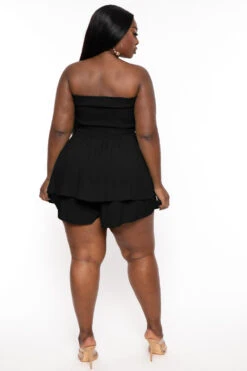 Plus Size Shani Smocked Romper - Black -Kitchensuppliesdeal curvy sense jumpsuits and rompers plus size shani smocked romper black 31921863983201