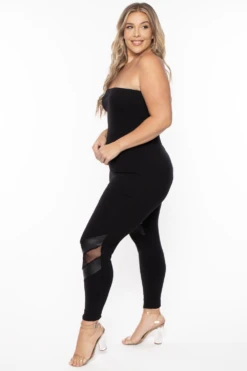 Plus Size Strapless Fishnet Jumpsuit - Black -Kitchensuppliesdeal curvy sense jumpsuits and rompers plus size strapless fishnet jumpsuit black 29267446661217