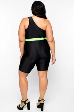 Plus Size Totally Rad Bodycon Romper - Black -Kitchensuppliesdeal curvy sense jumpsuits and rompers plus size totally rad bodycon romper black 29269599748193