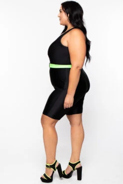Plus Size Totally Rad Bodycon Romper - Black -Kitchensuppliesdeal curvy sense jumpsuits and rompers plus size totally rad bodycon romper black 29269610594401