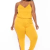 Ambiance Plus Size Varsity Lounge Jumpsuit - Mustard -Kitchensuppliesdeal curvy sense jumpsuits and rompers plus size varsity lounge jumpsuit mustard 29256885305441