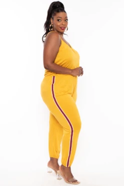 Ambiance Plus Size Varsity Lounge Jumpsuit - Mustard 4 Ambiance Plus Size Varsity Lounge Jumpsuit - Mustard -Kitchensuppliesdeal curvy sense jumpsuits and rompers plus size varsity lounge jumpsuit mustard 29256893759585