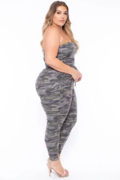 Plus Size Viviana Strapless Jumpsuit - Camo -Kitchensuppliesdeal curvy sense jumpsuits and rompers plus size viviana strapless jumpsuit camo 29272102666337