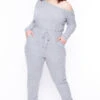 Plus Size Zadie Ribbed Jumpsuit - Heather Grey 1 Plus Size Zadie Ribbed Jumpsuit - Heather Grey -Kitchensuppliesdeal curvy sense jumpsuits and rompers plus size zadie ribbed jumpsuit heather grey 29270948413537
