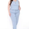 Plus Size Zelda Button Up Lounge Jumpsuit - Ash Blue 2 Plus Size Zelda Button Up Lounge Jumpsuit - Ash Blue -Kitchensuppliesdeal curvy sense jumpsuits and rompers plus size zelda button up lounge jumpsuit ash blue 29439923748961