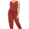 Plus Size Zelda Button Up Lounge Jumpsuit - Brick -Kitchensuppliesdeal curvy sense jumpsuits and rompers plus size zelda button up lounge jumpsuit brick 30489265012833