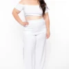 Plus Size Andrea Crop Top And Flare Pants Set - White 1 Plus Size Andrea Crop Top And Flare Pants Set - White -Kitchensuppliesdeal curvy sense matching sets plus size andrea crop top and flare pants set white 30021754028129