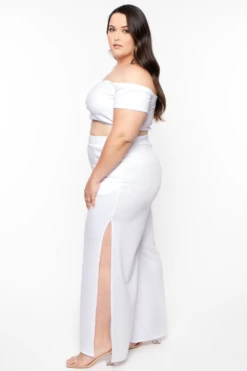 Plus Size Andrea Crop Top And Flare Pants Set - White -Kitchensuppliesdeal curvy sense matching sets plus size andrea crop top and flare pants set white 30021805998177