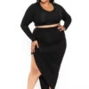 Plus Size Autty Long Sleeve Matching Set- Black -Kitchensuppliesdeal curvy sense matching sets plus size autty long sleeve matching set black 30070986539105