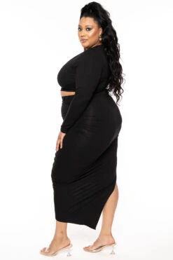 Plus Size Autty Long Sleeve Matching Set- Black -Kitchensuppliesdeal curvy sense matching sets plus size autty long sleeve matching set black 30070986571873
