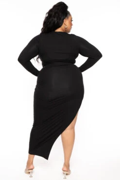 Plus Size Autty Long Sleeve Matching Set- Black -Kitchensuppliesdeal curvy sense matching sets plus size autty long sleeve matching set black 30070987063393