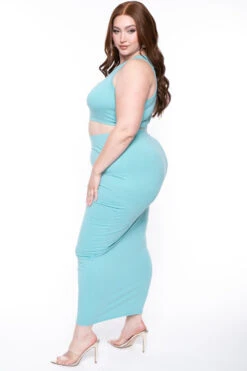 Plus Size Candace Tank And Skirt Matching Set - Teal -Kitchensuppliesdeal curvy sense matching sets plus size candace tank and skirt matching set teal 29439986172001